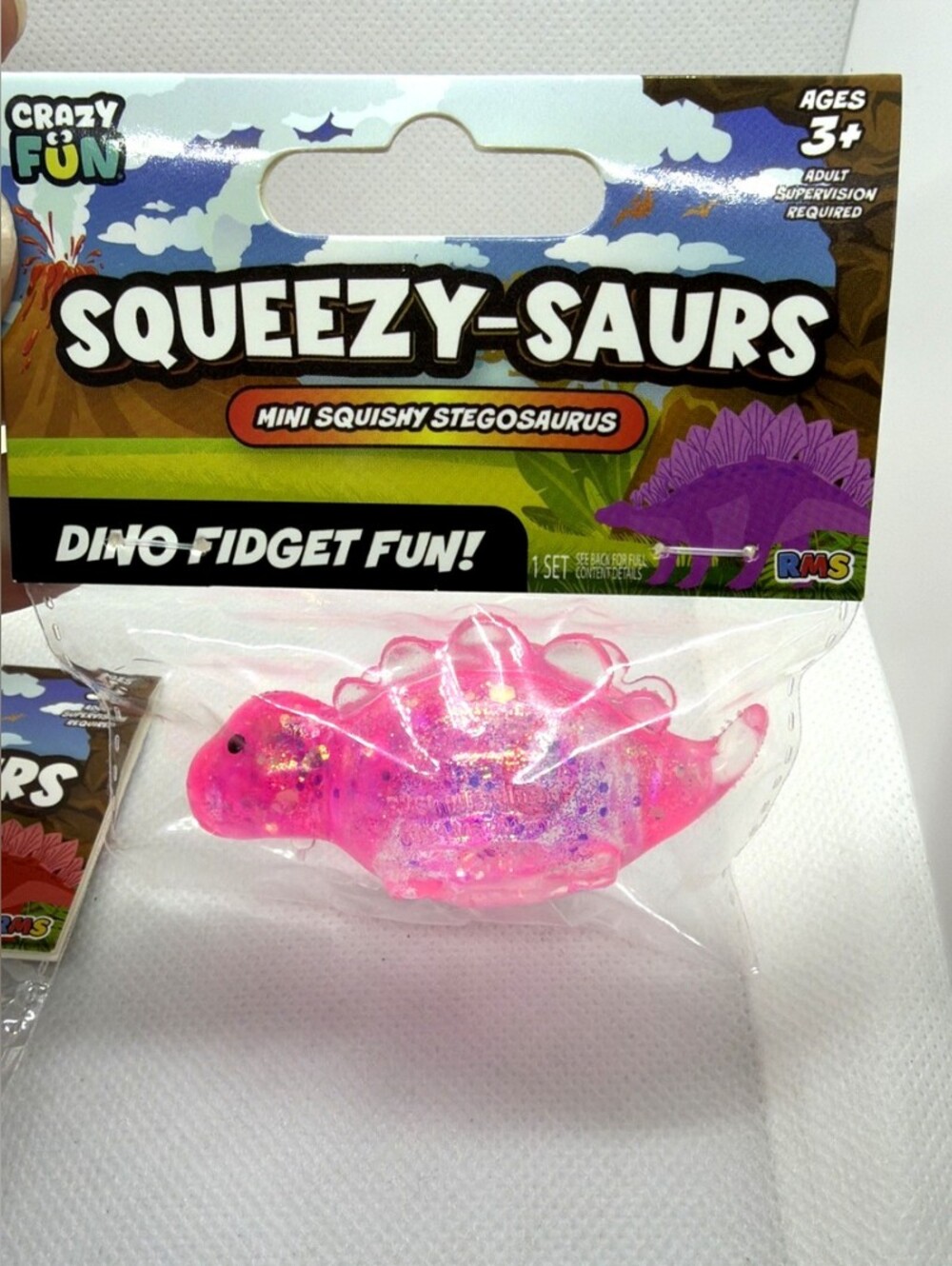 RMS Pink Mini Squishy Stegosaurus Dino Toy